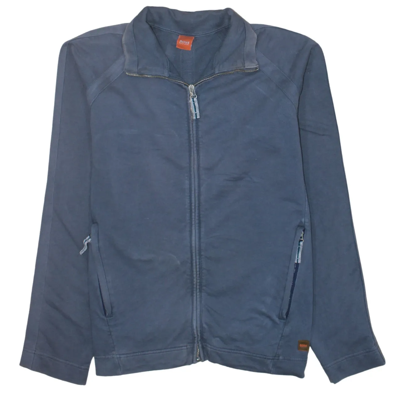 HUGO BOSS 90's Plain Full Zip Up Sweatshirt Large Navy Blue sold by Vintage Club