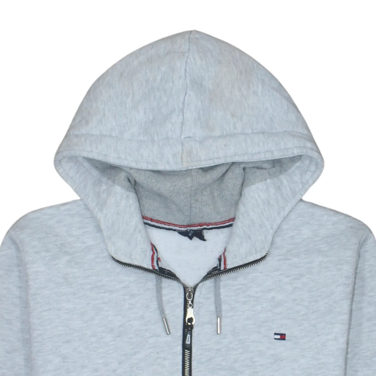 Tommy Hilfiger Light Grey Zip Hoodie Men’s Medium Embroidered Flag Logo Split Pocket Sweatshirt sold by Vintage Club product image thumbnail 3