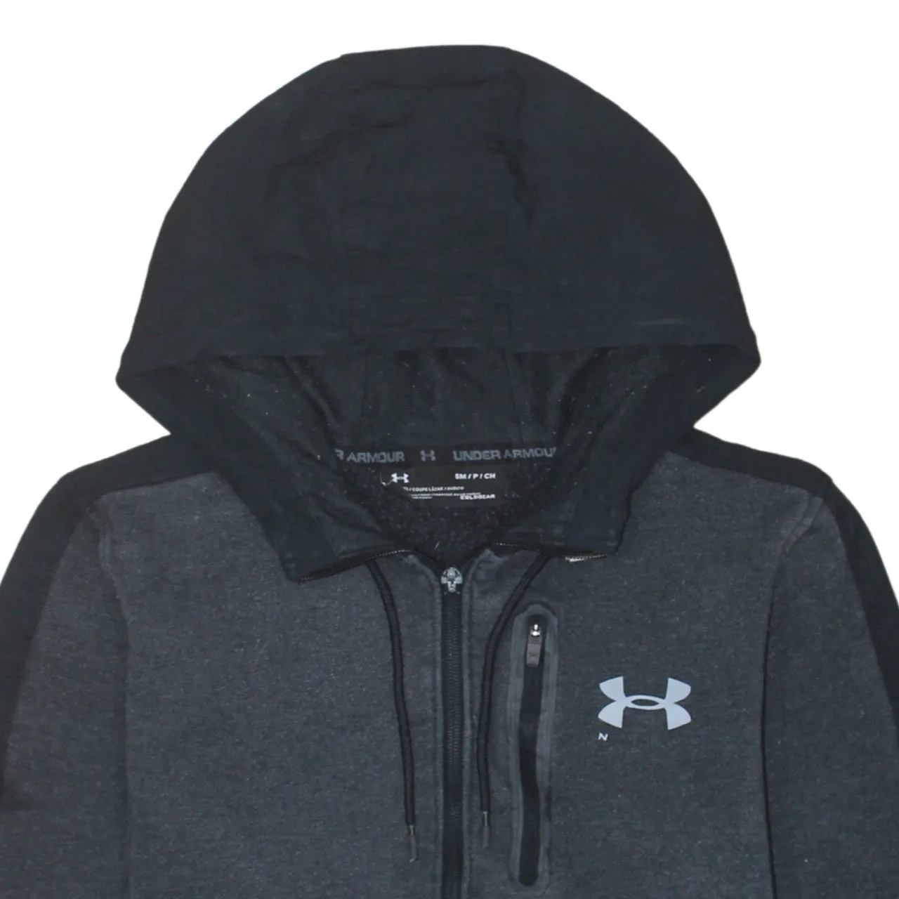 Under Armour Dark Grey Full Zip Hoodie Men's Small Embroidered Logo Chest Pocket Sweatshirt sold by Vintage Club product image thumbnail 3