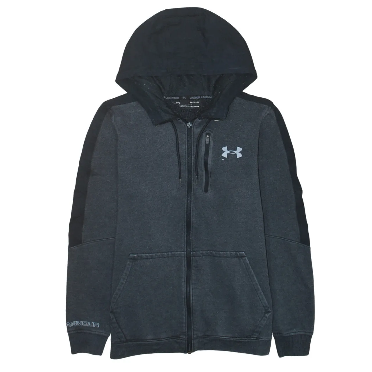 Under Armour Dark Grey Full Zip Hoodie Men's Small Embroidered Logo Chest Pocket Sweatshirt sold by Vintage Club