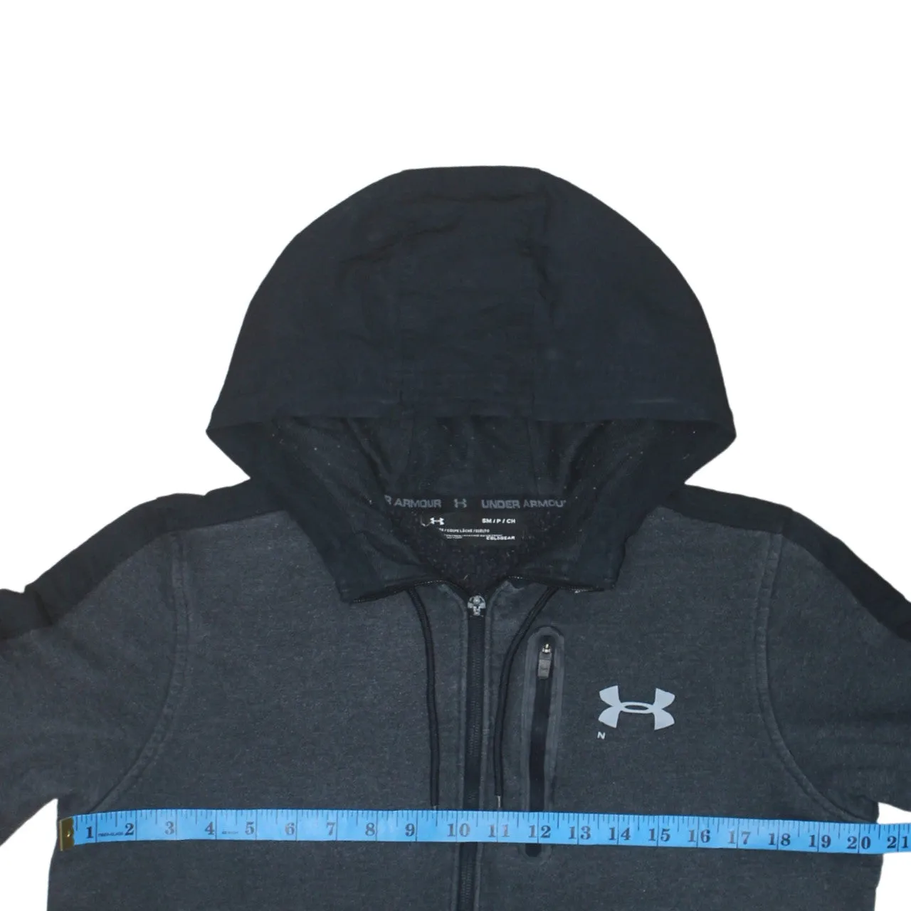 Under Armour Dark Grey Full Zip Hoodie Men's Small Embroidered Logo Chest Pocket Sweatshirt sold by Vintage Club product image thumbnail 5