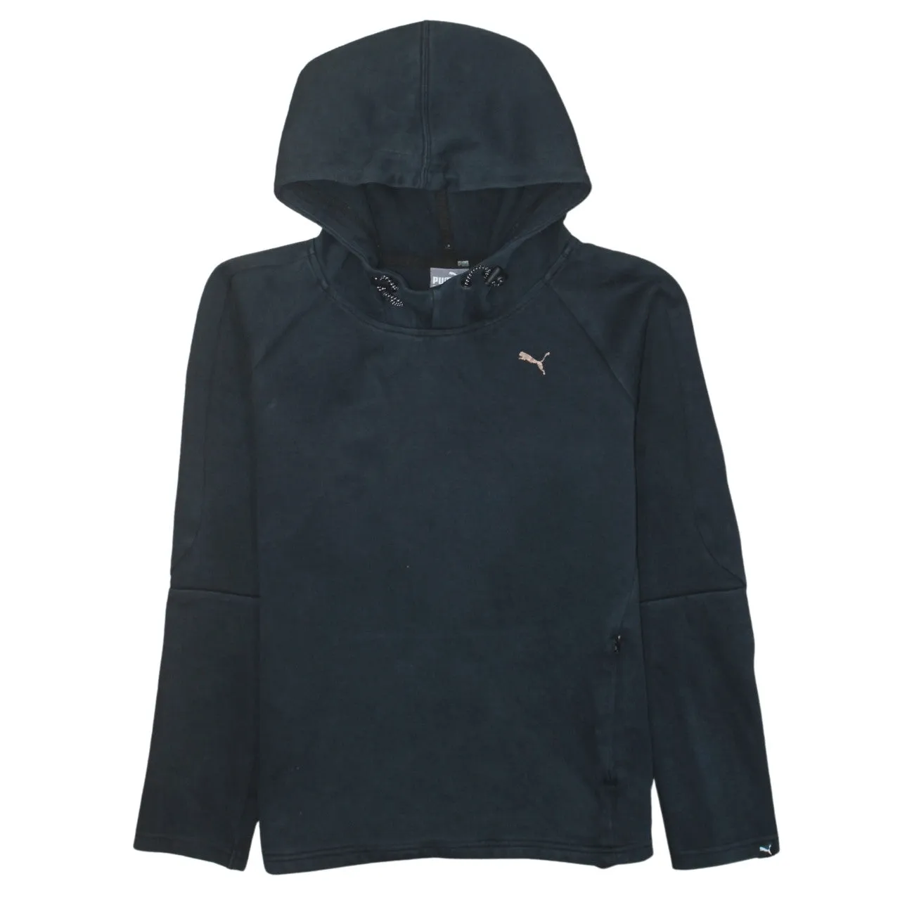 Puma Black Hoodie Women’s Medium Embroidered Chest Logo Back Spellout Pullover Top sold by Vintage Club