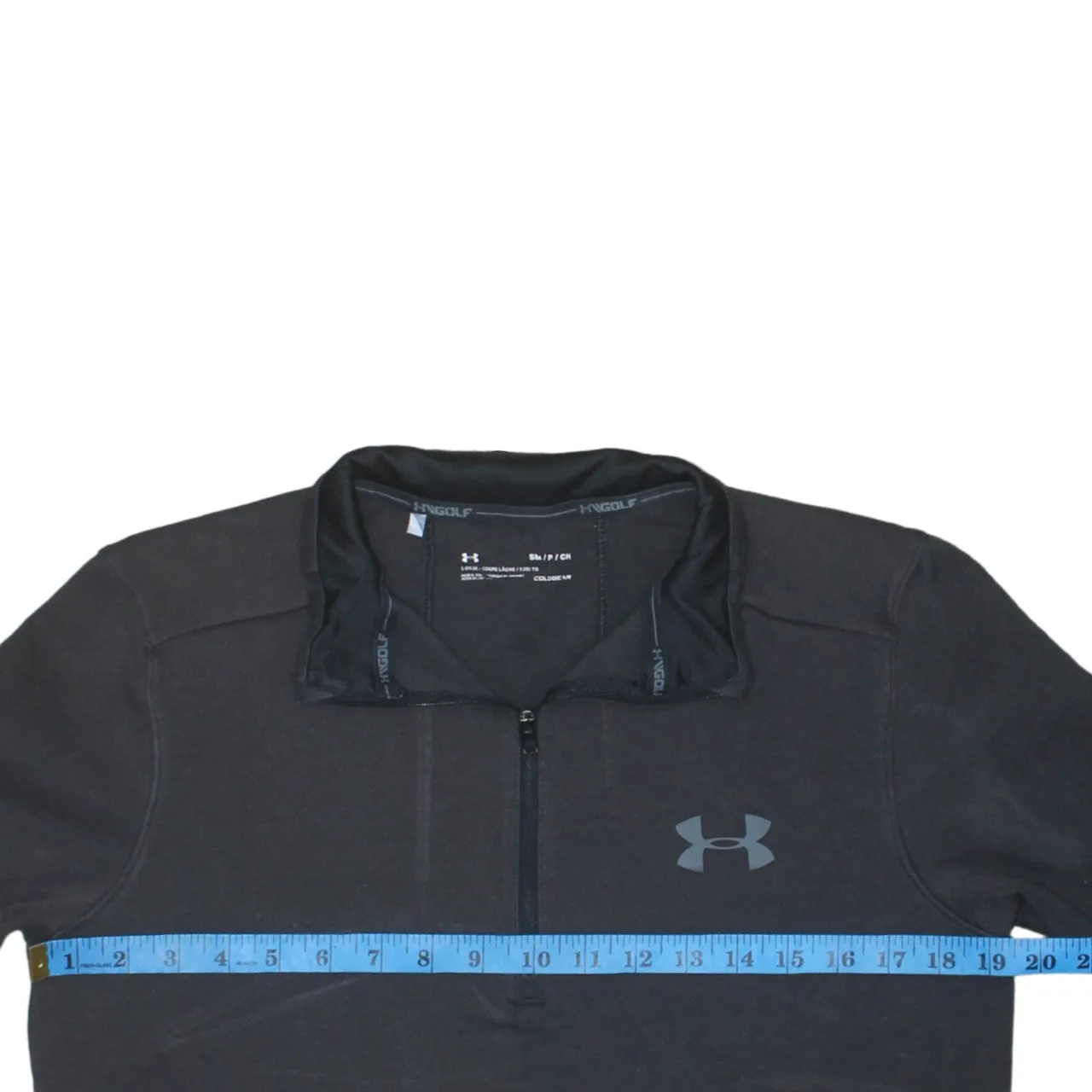 Under Armour Black Quarter Zip Sweatshirt Men's Small Printed Logo Golf Pullover Top sold by Vintage Club product image thumbnail 5