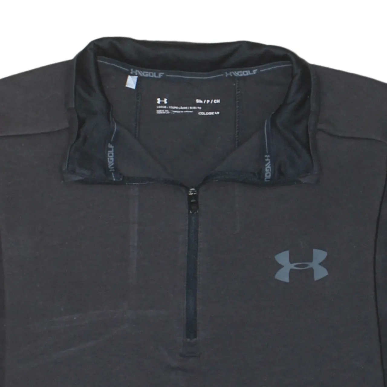 Under Armour Black Quarter Zip Sweatshirt Men's Small Printed Logo Golf Pullover Top sold by Vintage Club product image thumbnail 3