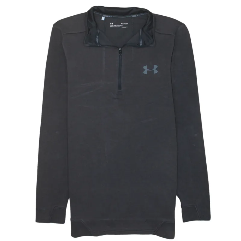 Under Armour Black Quarter Zip Sweatshirt Men's Small Printed Logo Golf Pullover Top made by Under Armour