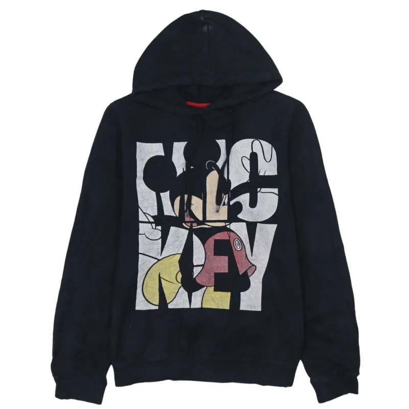 Disney Black Hoodie Women’s Medium Printed Mickey Mouse Graphic Pullover Sweatshirt made by Disney