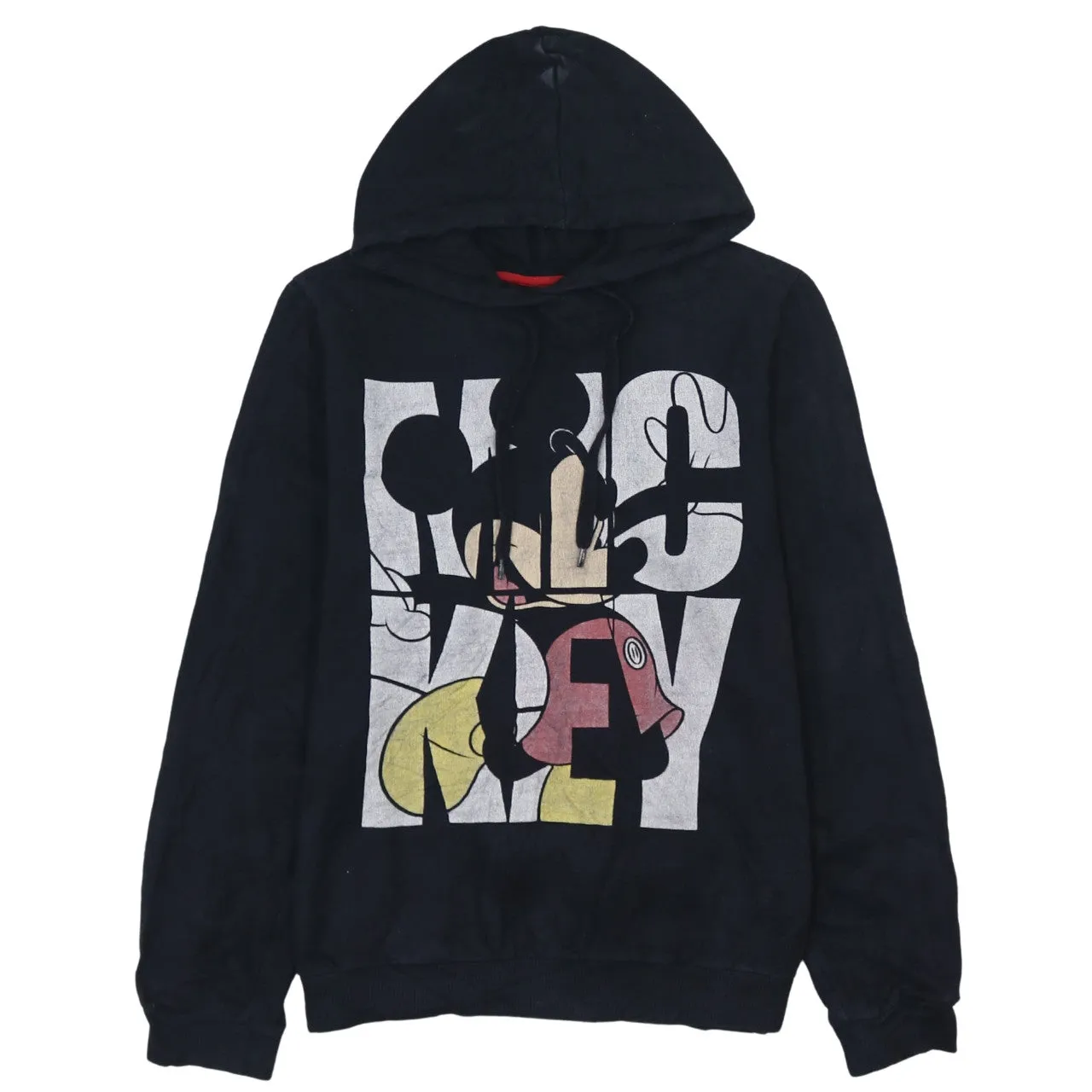 Disney Black Hoodie Women’s Medium Printed Mickey Mouse Graphic Pullover Sweatshirt sold by Vintage Club