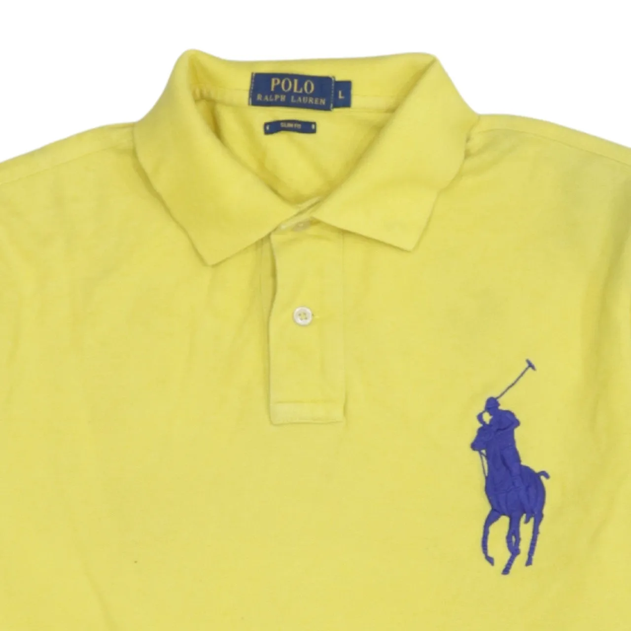 Polo Ralph Lauren Yellow Polo Shirt Men's Large Big Pony Embroidered Logo Number 3 sold by Vintage Club product image thumbnail 3