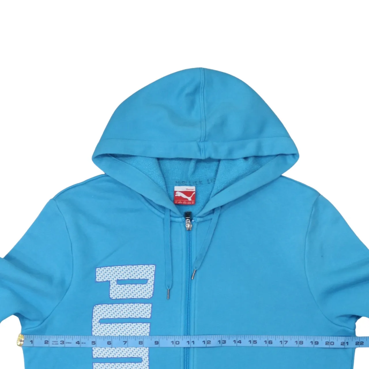 Puma 90's Drawstring Pockets Full Zip Up Hoodie Medium Blue sold by Vintage Club product image thumbnail 5