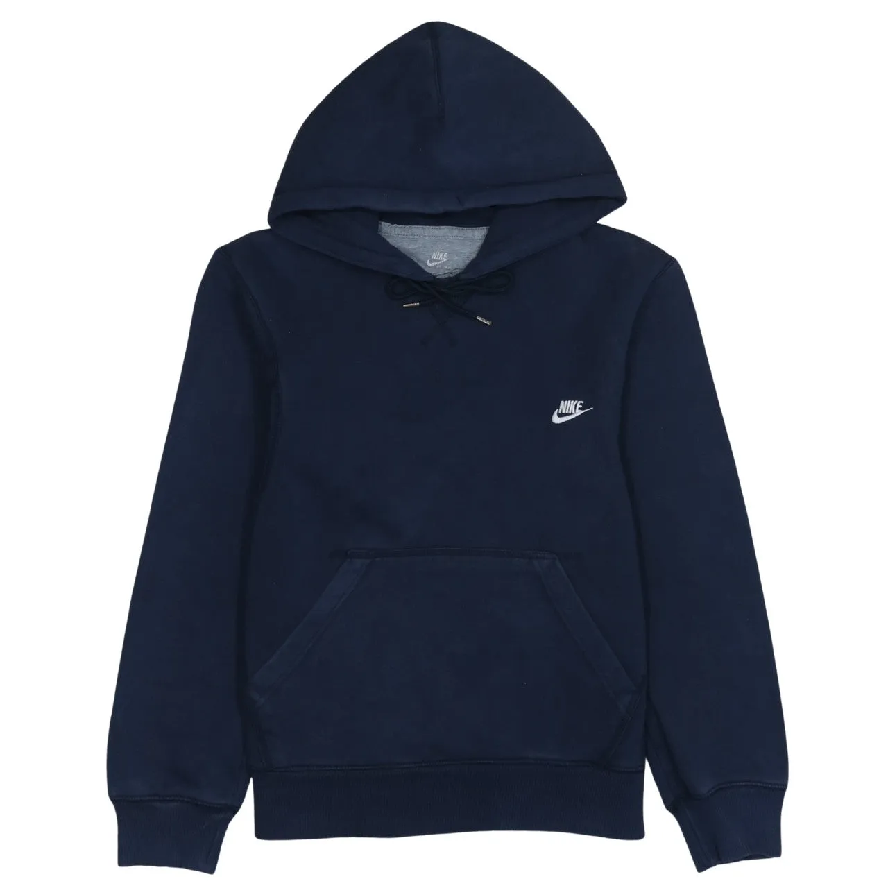 Nike Navy Blue Hoodie Men's Medium Embroidered Swoosh Logo Front Pocket Pullover Sweatshirt sold by Vintage Club