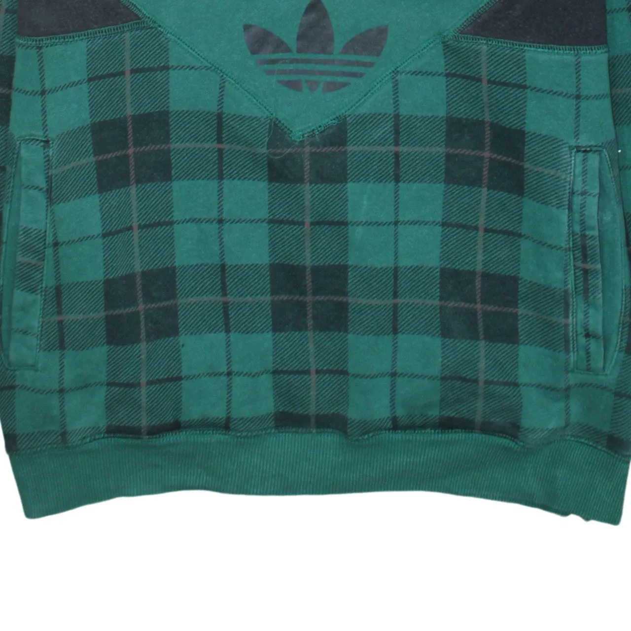 Adidas Green Check Hoodie Men's Large Half Zip Embroidered Trefoil Logo Pullover Sweatshirt sold by Vintage Club product image thumbnail 4