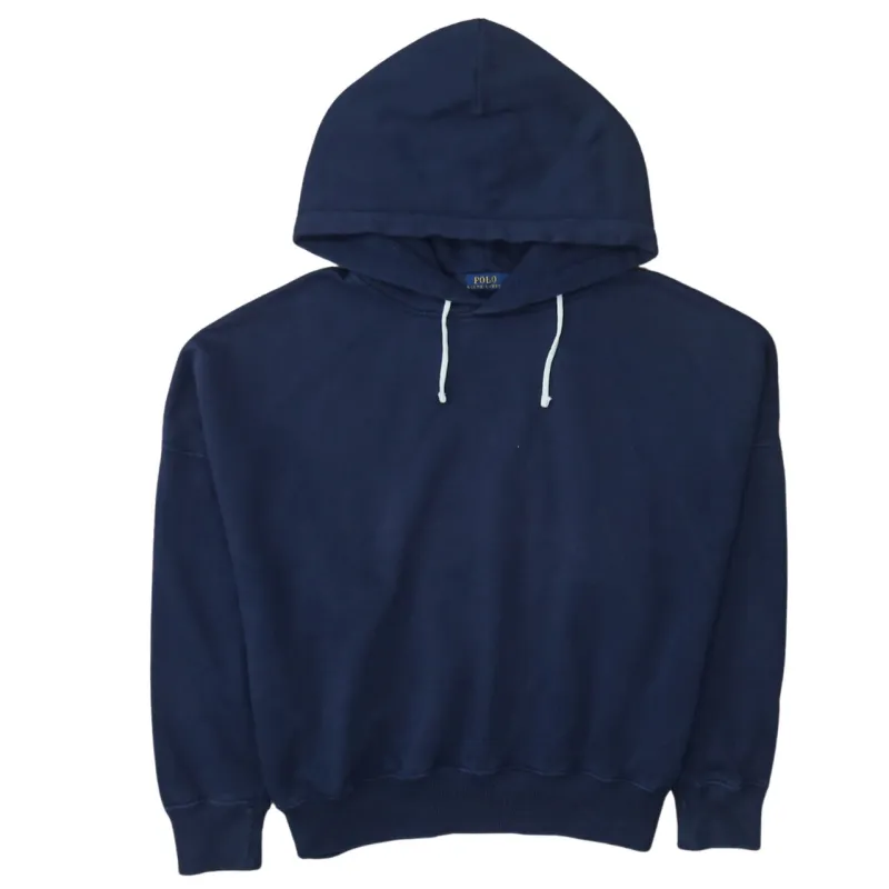 Polo Ralph Lauren Navy Blue Hoodie Men's Medium Plain Drawstring Hood Ribbed Hem Sweatshirt made by Polo by Ralph Lauren