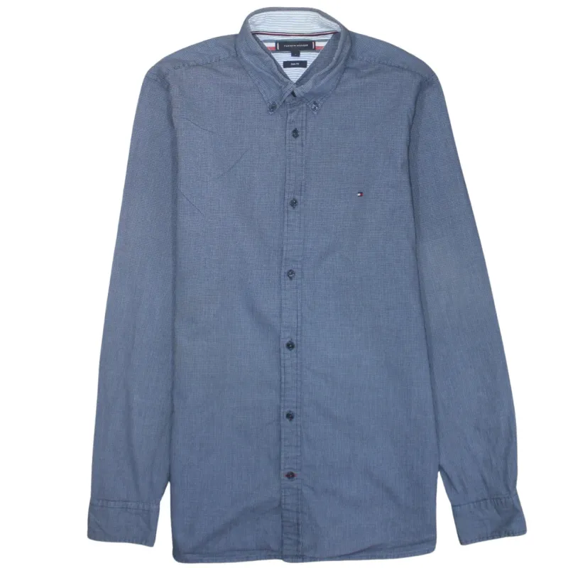 Tommy Hilfiger Blue Checked Shirt Men's Large Button Down Embroidered Flag Logo Casual sold by Vintage Club