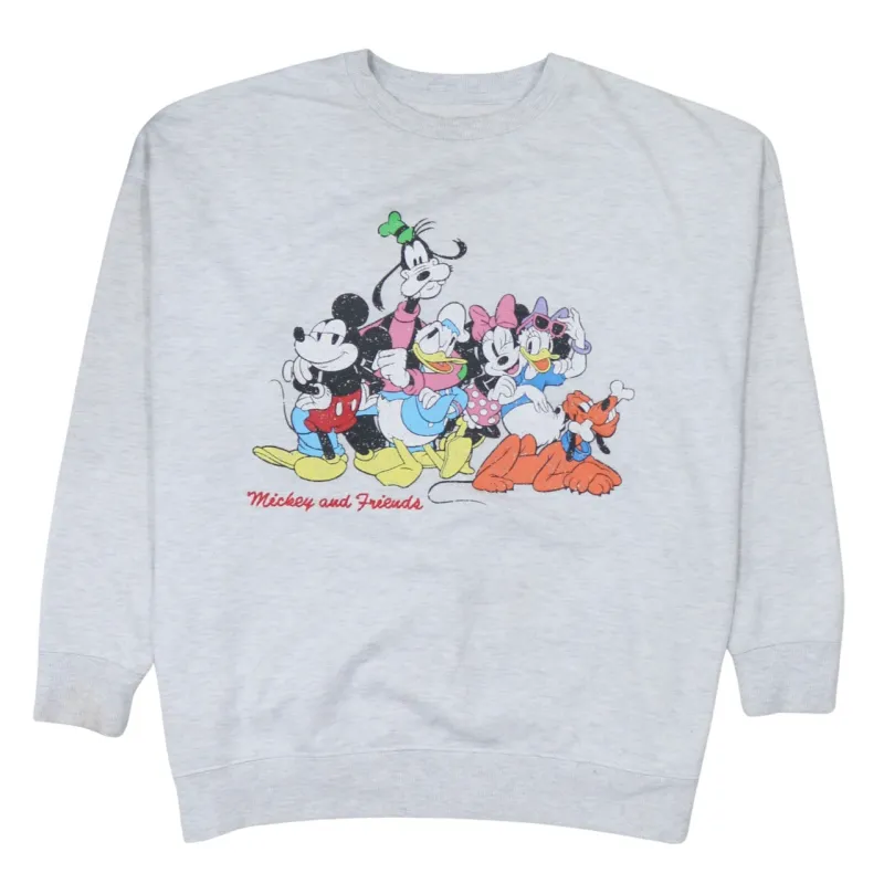 Disney Grey Sweatshirt Men's Large Mickey And Friends Printed Graphic Crewneck Pullover sold by Vintage Club