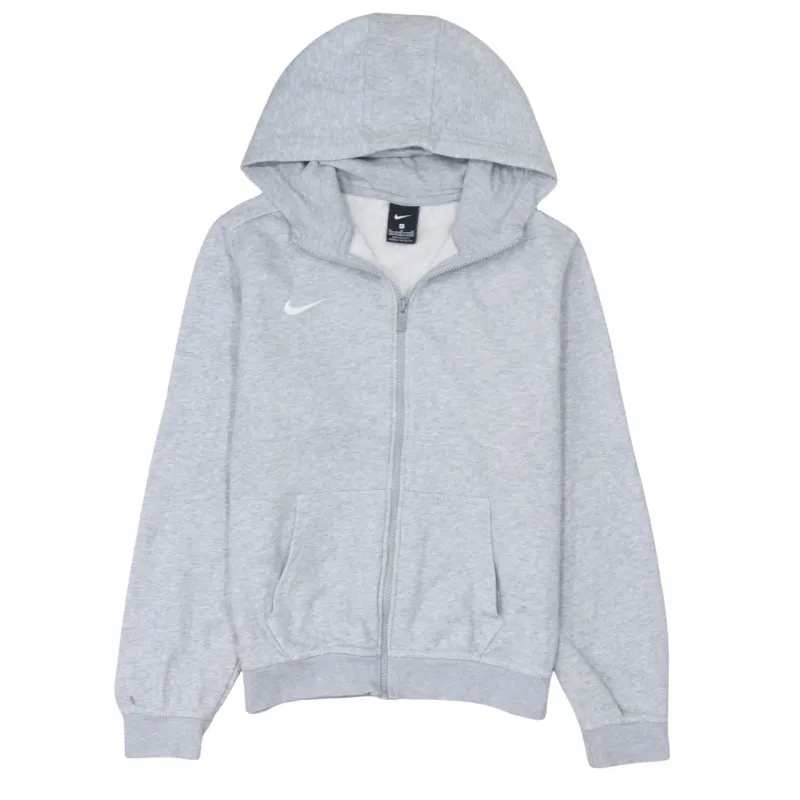 Nike Light Grey Zip Hoodie Women’s XLarge Printed Swoosh Split Pocket Fleece Top sold by Vintage Club