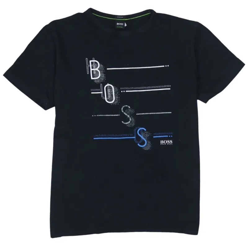 HUGO BOSS Black Graphic T Shirt Men's Large Printed Front Logo Short Sleeve Casual Tee sold by Vintage Club