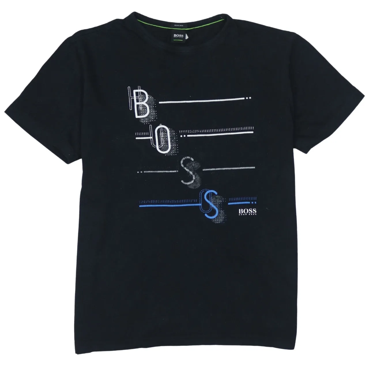 HUGO BOSS Black Graphic T Shirt Men's Large Printed Front Logo Short Sleeve Casual Tee sold by Vintage Club