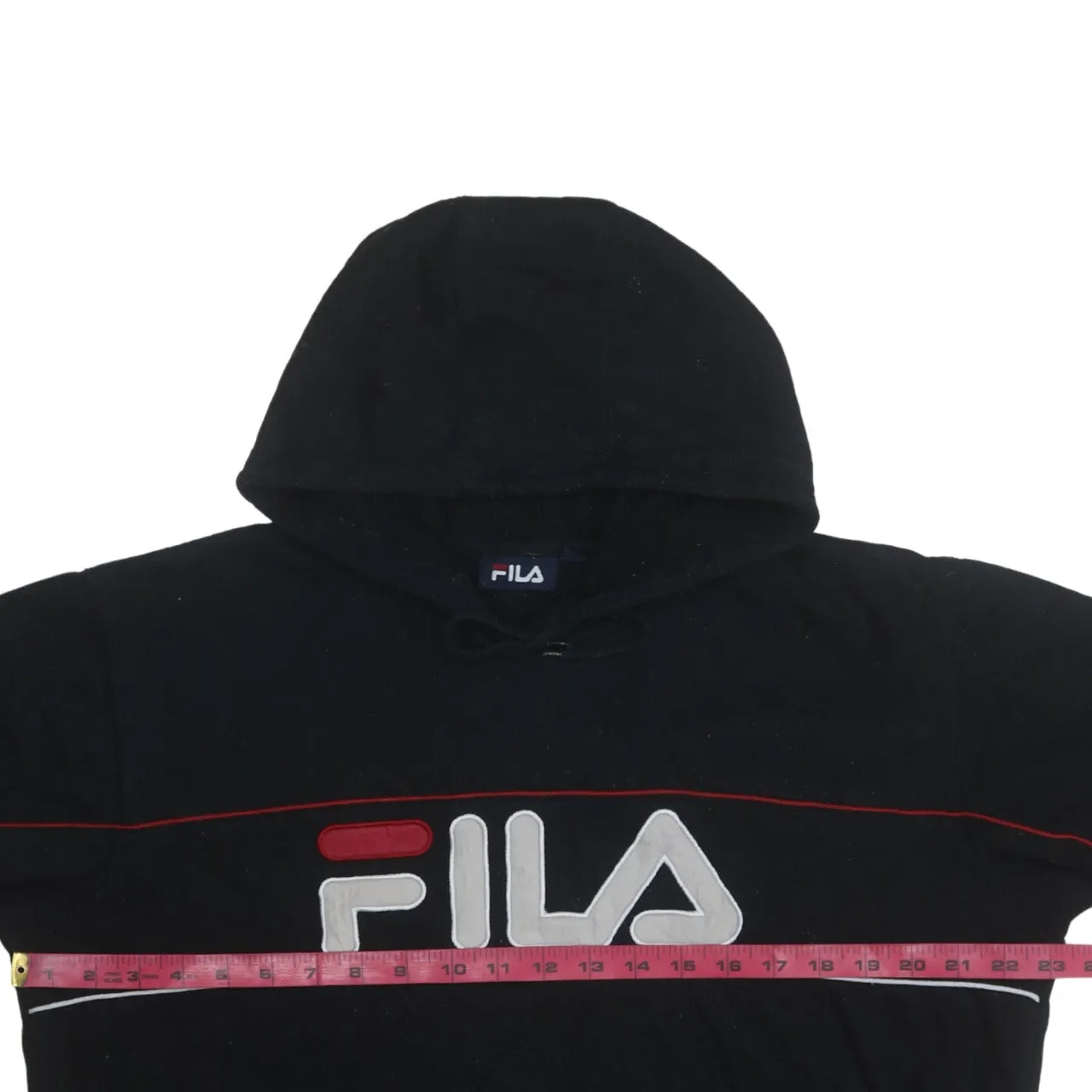 Fila Black Hoodie Men’s Medium Embroidered Big Logo Red Piping Pullover Sweatshirt sold by Vintage Club product image thumbnail 5