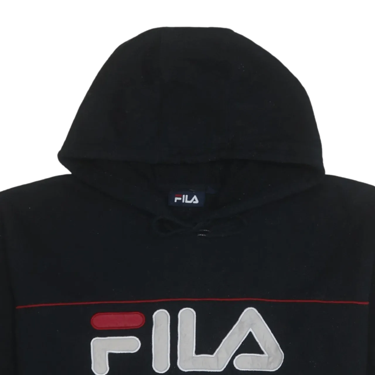 Fila Black Hoodie Men’s Medium Embroidered Big Logo Red Piping Pullover Sweatshirt sold by Vintage Club product image thumbnail 3