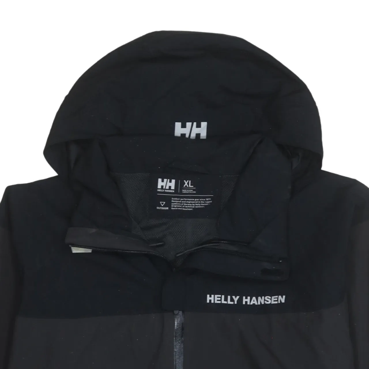 Helly Hansen Black Hooded Windbreaker Jacket Women's XLarge Helly Tech Logo Zip Pockets Outerwear sold by Vintage Club product image thumbnail 3