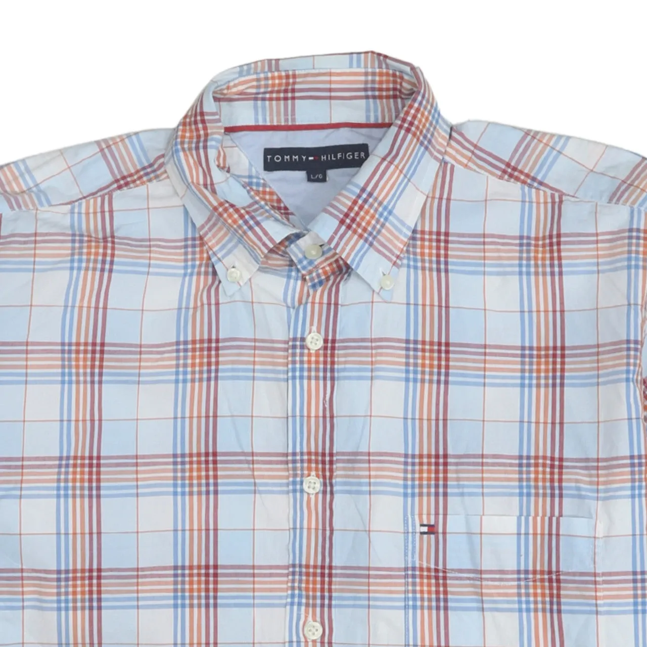 Tommy Hilfiger White Check Shirt Men’s Large Button Down Plaid Short Sleeve Top sold by Vintage Club product image thumbnail 3