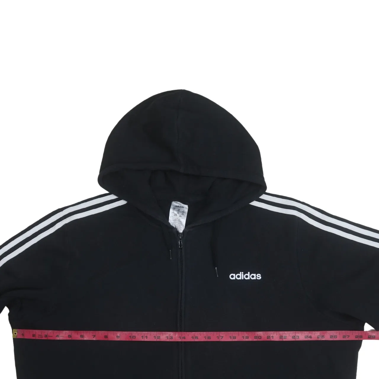 Adidas Black Full Zip Hoodie Men's XXLarge Three Stripe Sleeves Printed Logo Sweatshirt sold by Vintage Club product image thumbnail 5