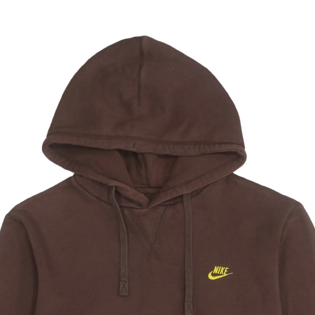 Nike Brown Hoodie Men's Large Embroidered Yellow Swoosh Logo Front Pocket Pullover Sweatshirt sold by Vintage Club product image thumbnail 3