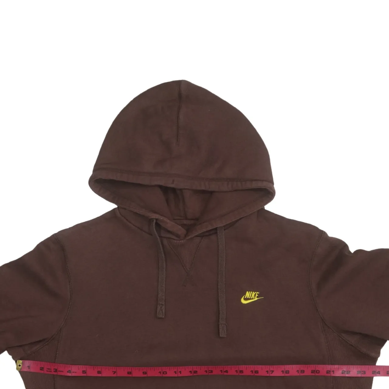 Nike Brown Hoodie Men's Large Embroidered Yellow Swoosh Logo Front Pocket Pullover Sweatshirt sold by Vintage Club product image thumbnail 5