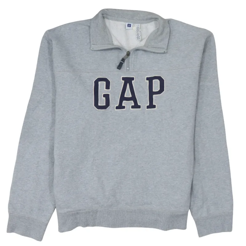 Gap Light Grey Quarter Zip Sweatshirt Men's Large Embroidered Logo Fleece Pullover made by GAP