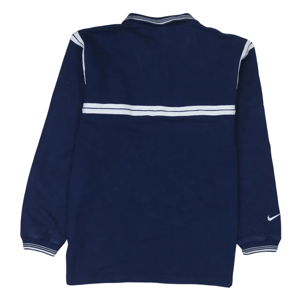 Nike Navy Blue Quarter Zip Sweatshirt Men's Large Embroidered Logo Stripe Trim Pullover Top sold by Vintage Club product image thumbnail 2
