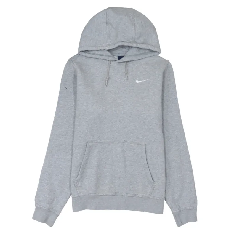 Nike Grey Hoodie Men's Small Embroidered Swoosh Logo Front Pocket Pullover Sweatshirt sold by Vintage Club
