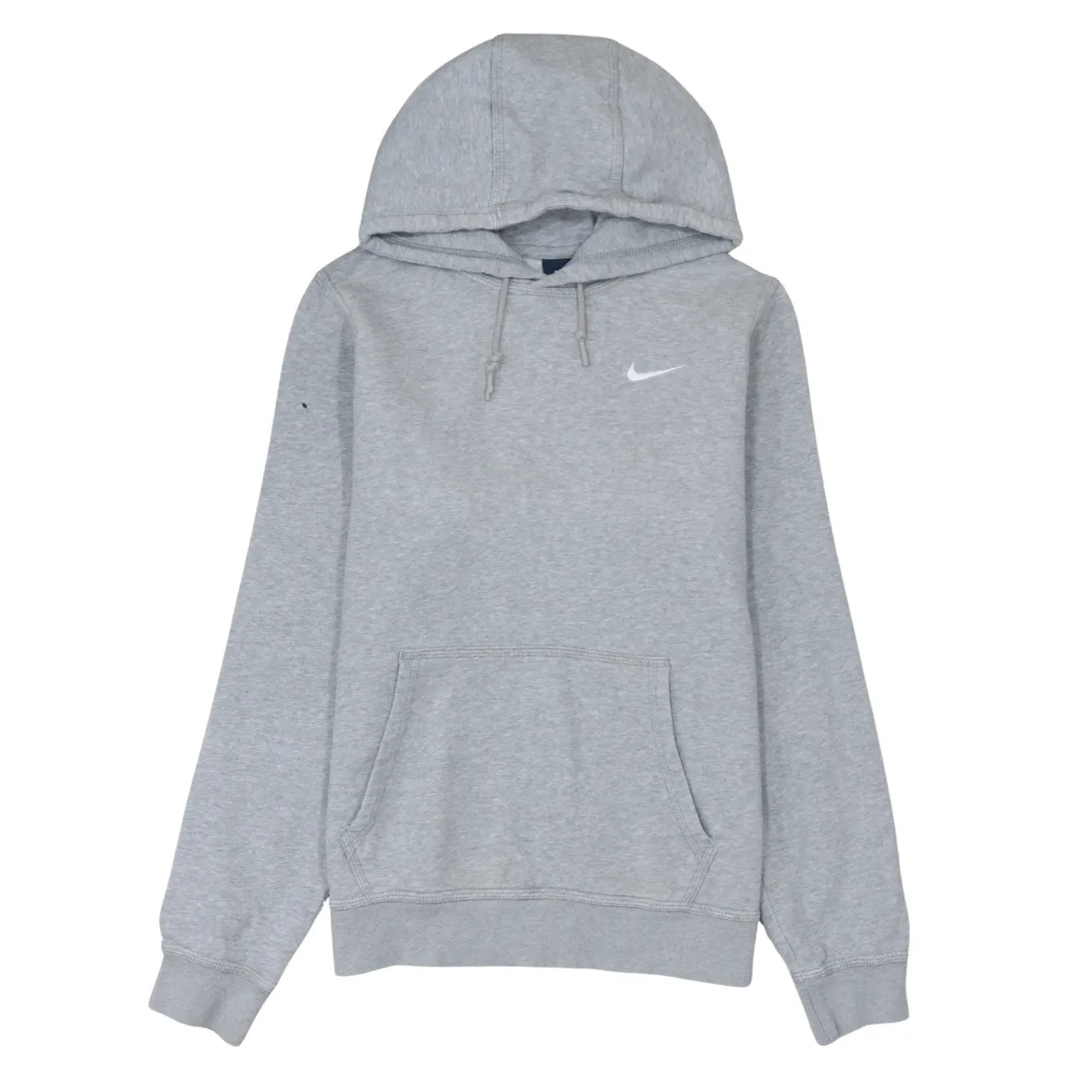 Nike Grey Hoodie Men's Small Embroidered Swoosh Logo Front Pocket Pullover Sweatshirt sold by Vintage Club