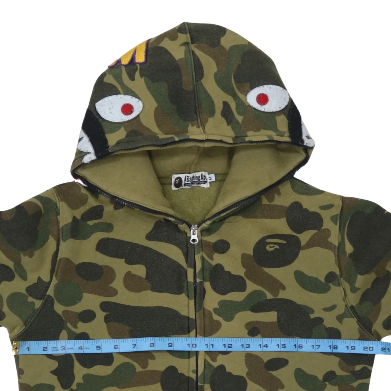 A Bathing Ape Green Camo Full Zip Hoodie Women's Medium Shark Tiger WGM Embroidered sold by Vintage Club product image thumbnail 5
