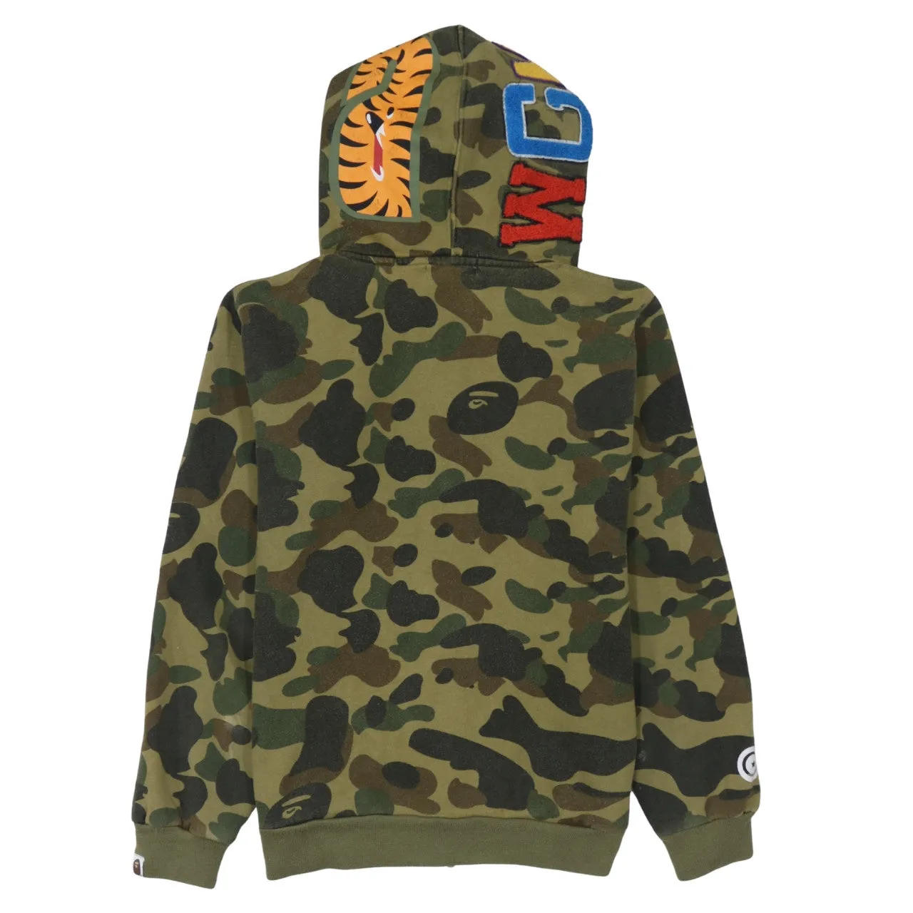 A Bathing Ape Green Camo Full Zip Hoodie Women's Medium Shark Tiger WGM Embroidered sold by Vintage Club product image thumbnail 2