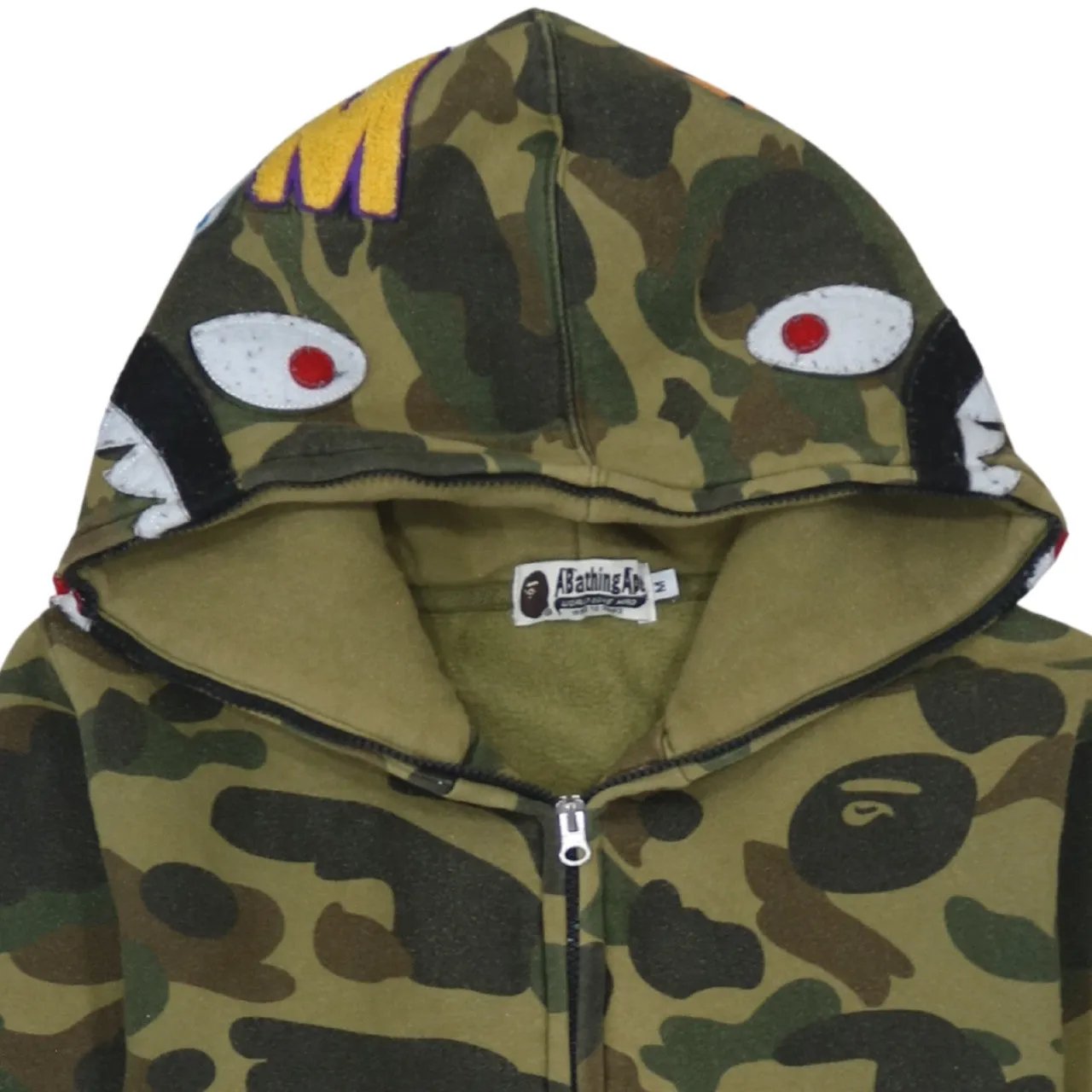 A Bathing Ape Green Camo Full Zip Hoodie Women's Medium Shark Tiger WGM Embroidered sold by Vintage Club product image thumbnail 3