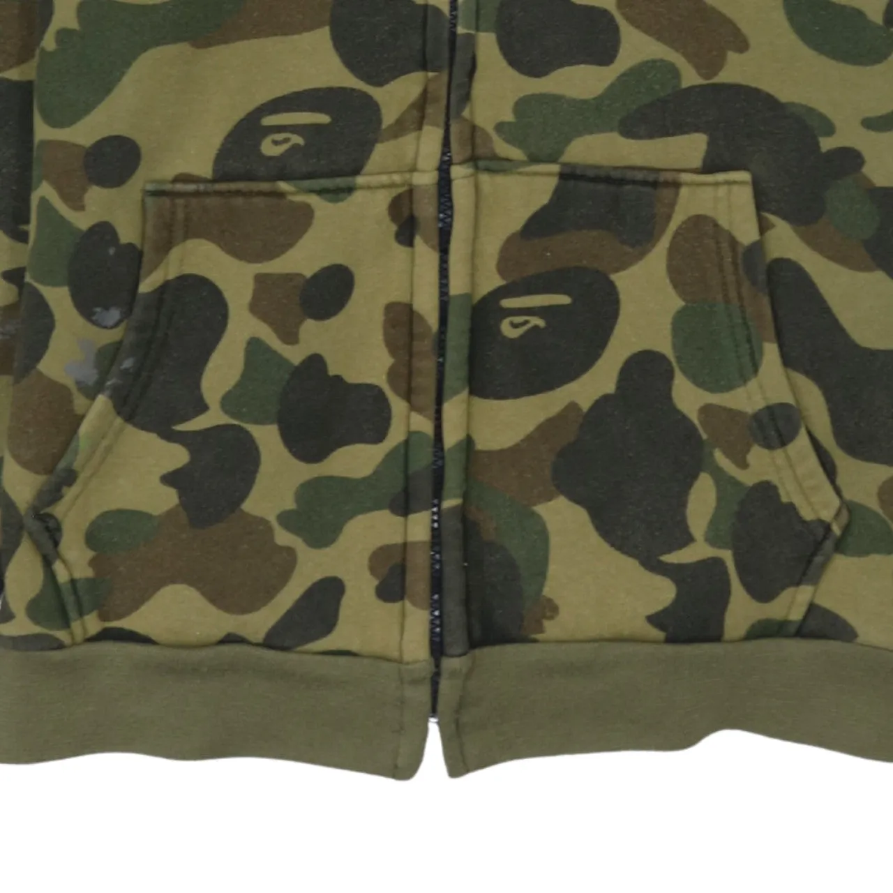 A Bathing Ape Green Camo Full Zip Hoodie Women's Medium Shark Tiger WGM Embroidered sold by Vintage Club product image thumbnail 4