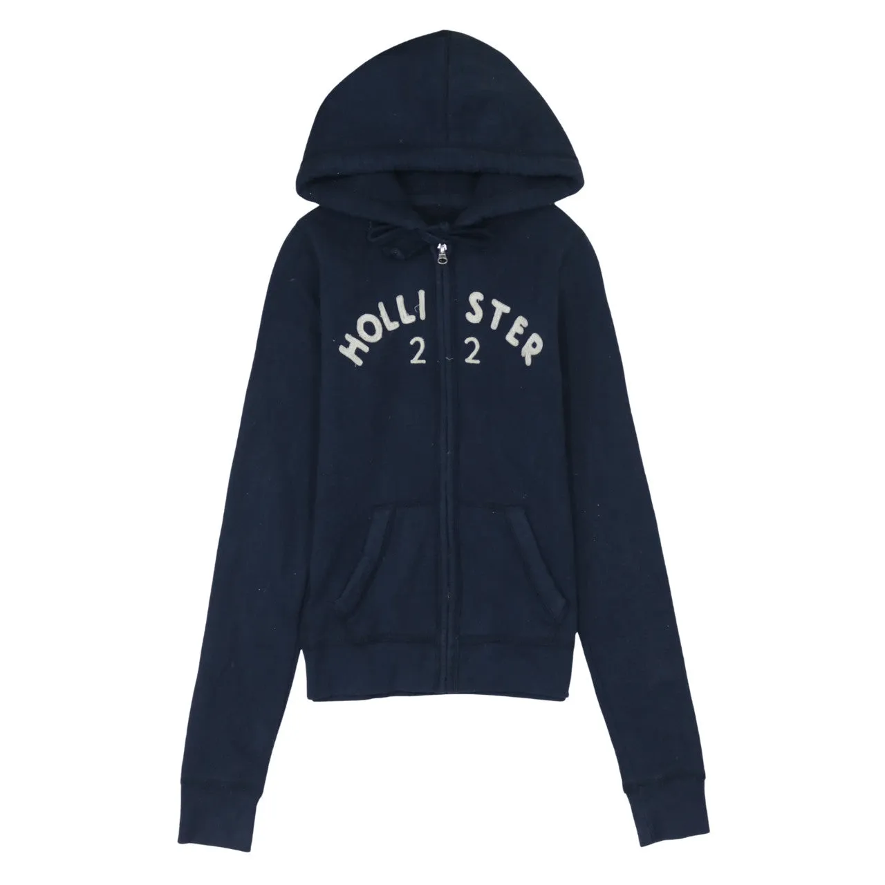 Hollister 90's Spellout Full Zip Up Hoodie Small Navy Blue sold by Vintage Club