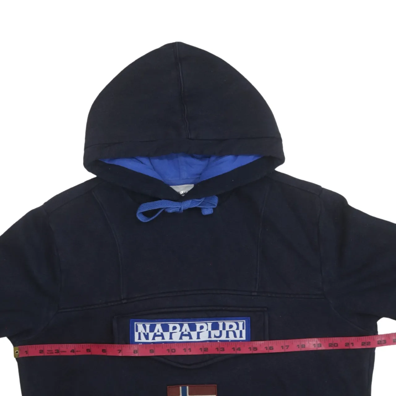Napapijri 90's Spellout Pullover Hoodie Large Navy Blue sold by Vintage Club product image thumbnail 5