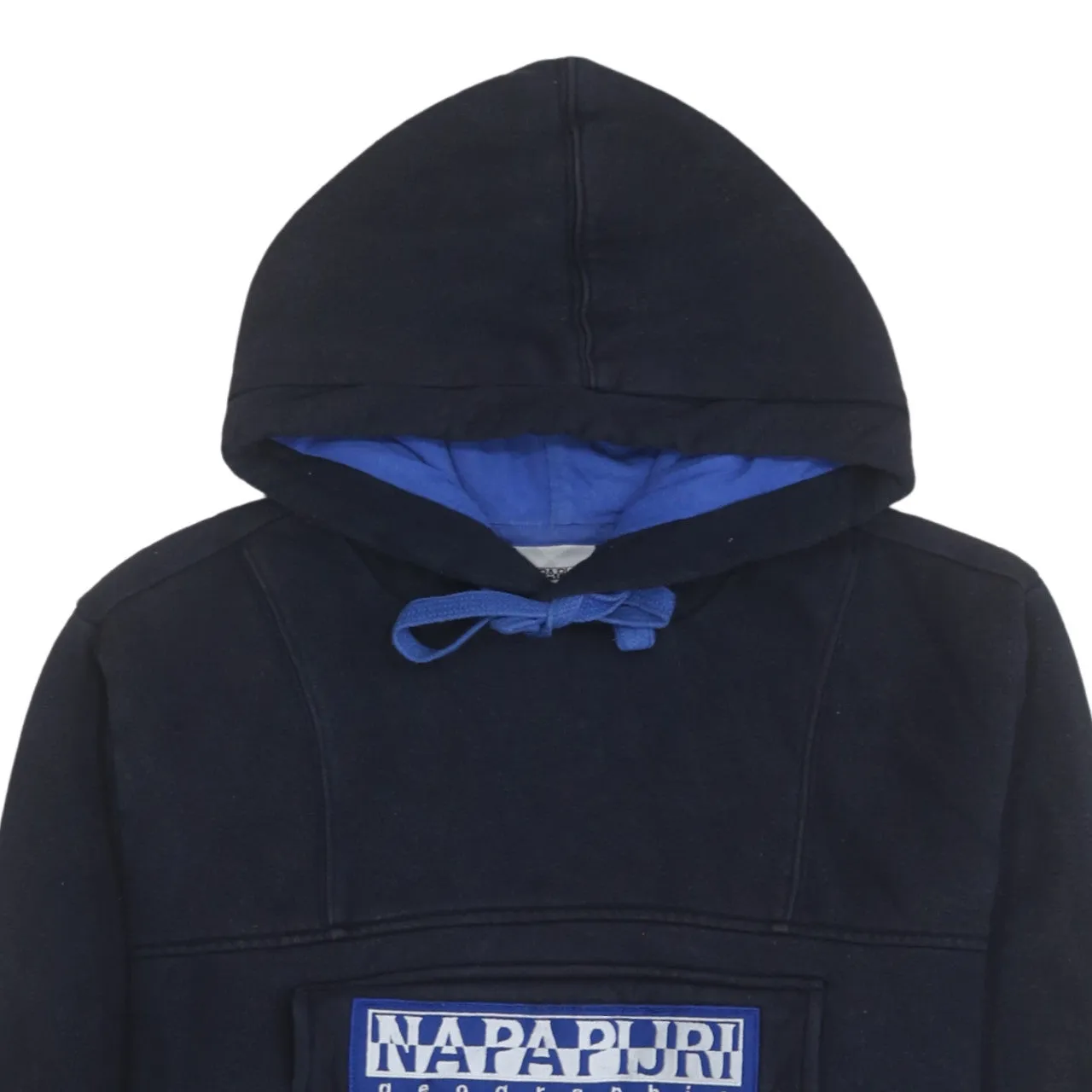 Napapijri 90's Spellout Pullover Hoodie Large Navy Blue sold by Vintage Club product image thumbnail 3