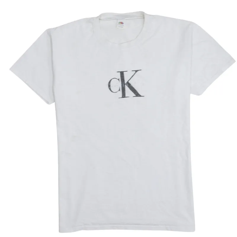 Calvin Klein 90's Spellout Short Sleeves T Shirt Medium White made by Calvin Klein