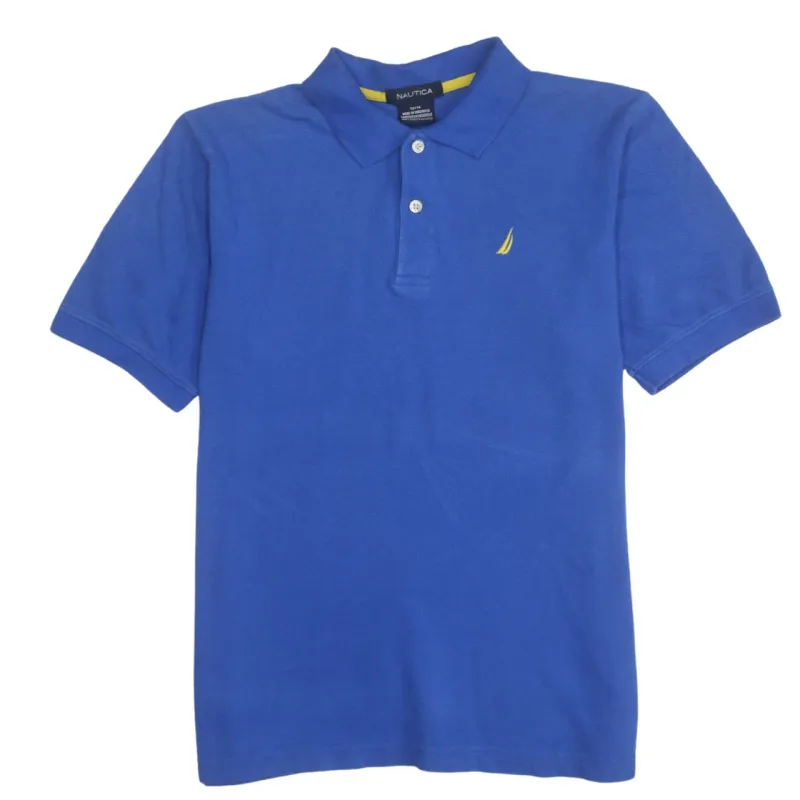 Nautica 90's Short Sleeves Quarter Button Polo Shirt Medium  Blue sold by Vintage Club
