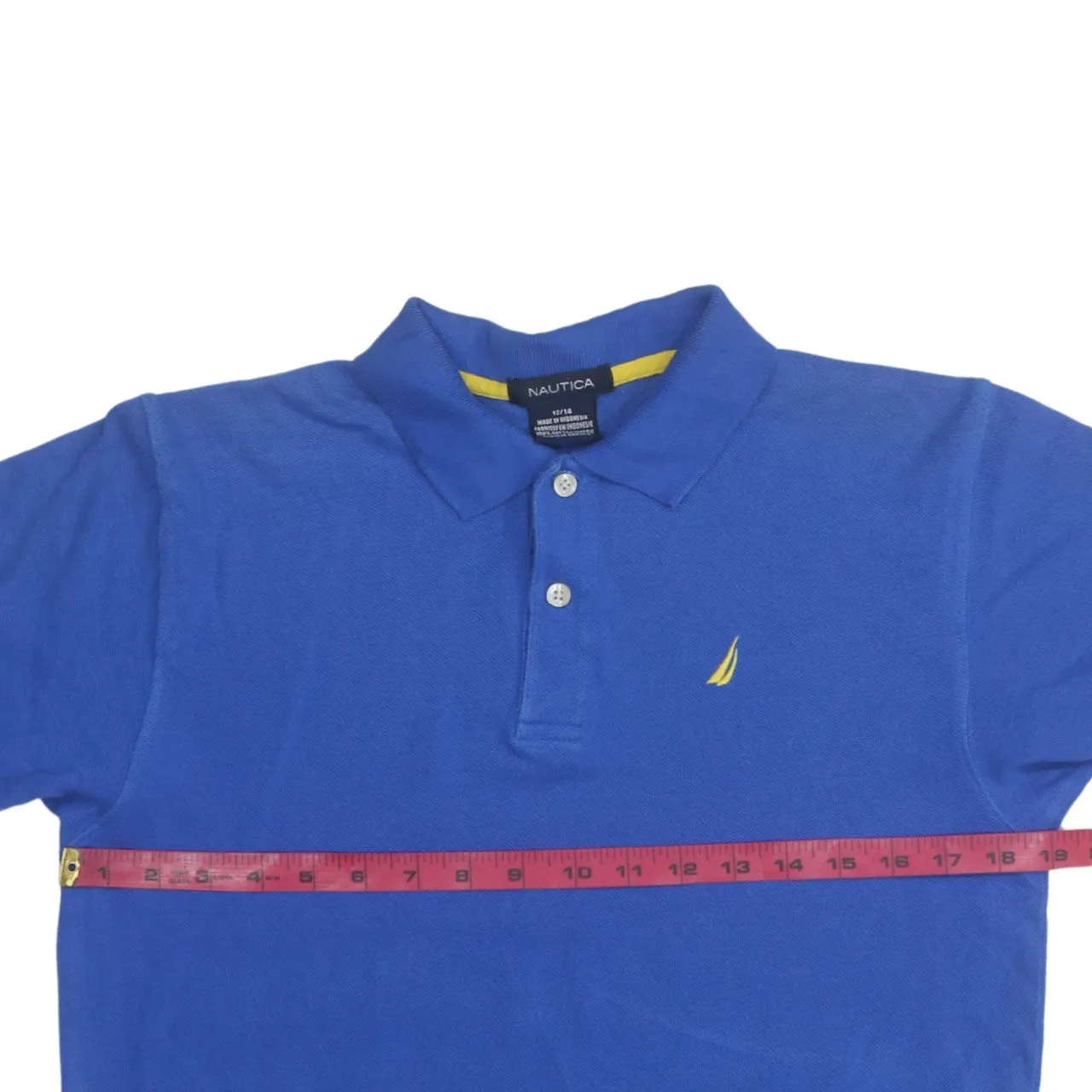 Nautica 90's Short Sleeves Quarter Button Polo Shirt Medium Blue sold by Vintage Club product image thumbnail 5