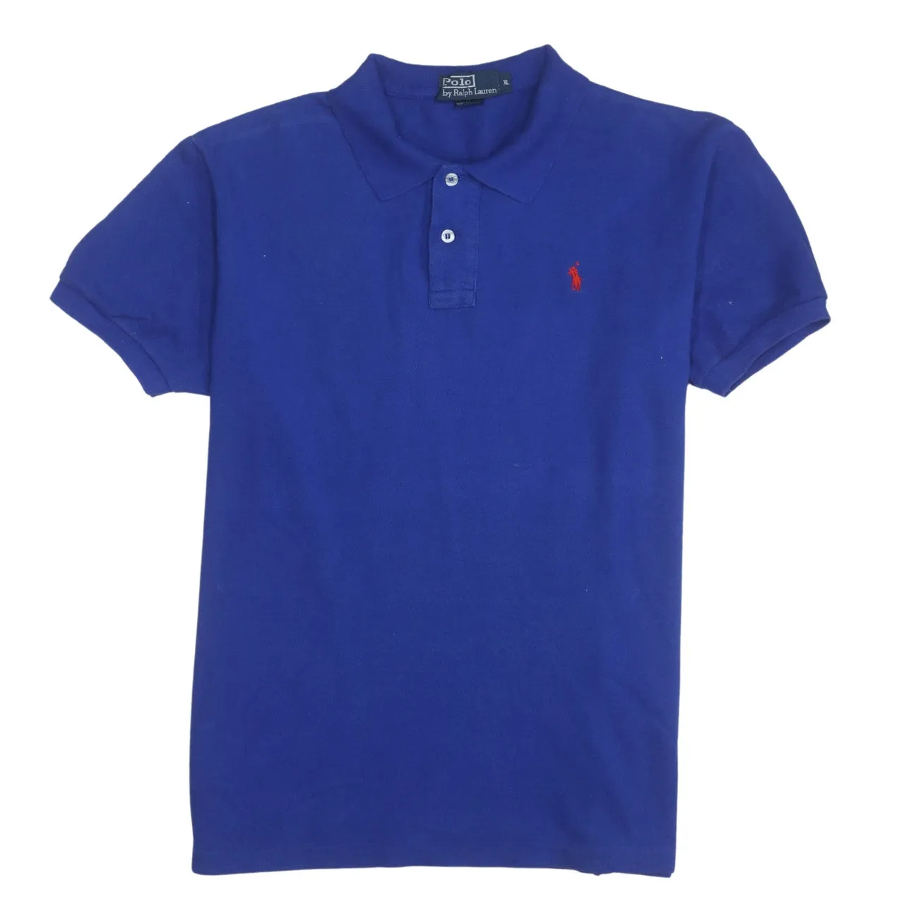 Polo Ralph Lauren 90's Short Sleeves Quarter Button Polo Shirt XLarge Blue sold by Vintage Club