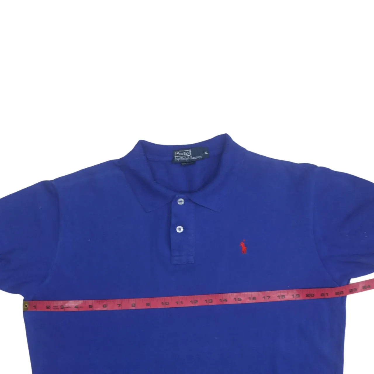 Polo Ralph Lauren 90's Short Sleeves Quarter Button Polo Shirt XLarge Blue sold by Vintage Club product image thumbnail 5