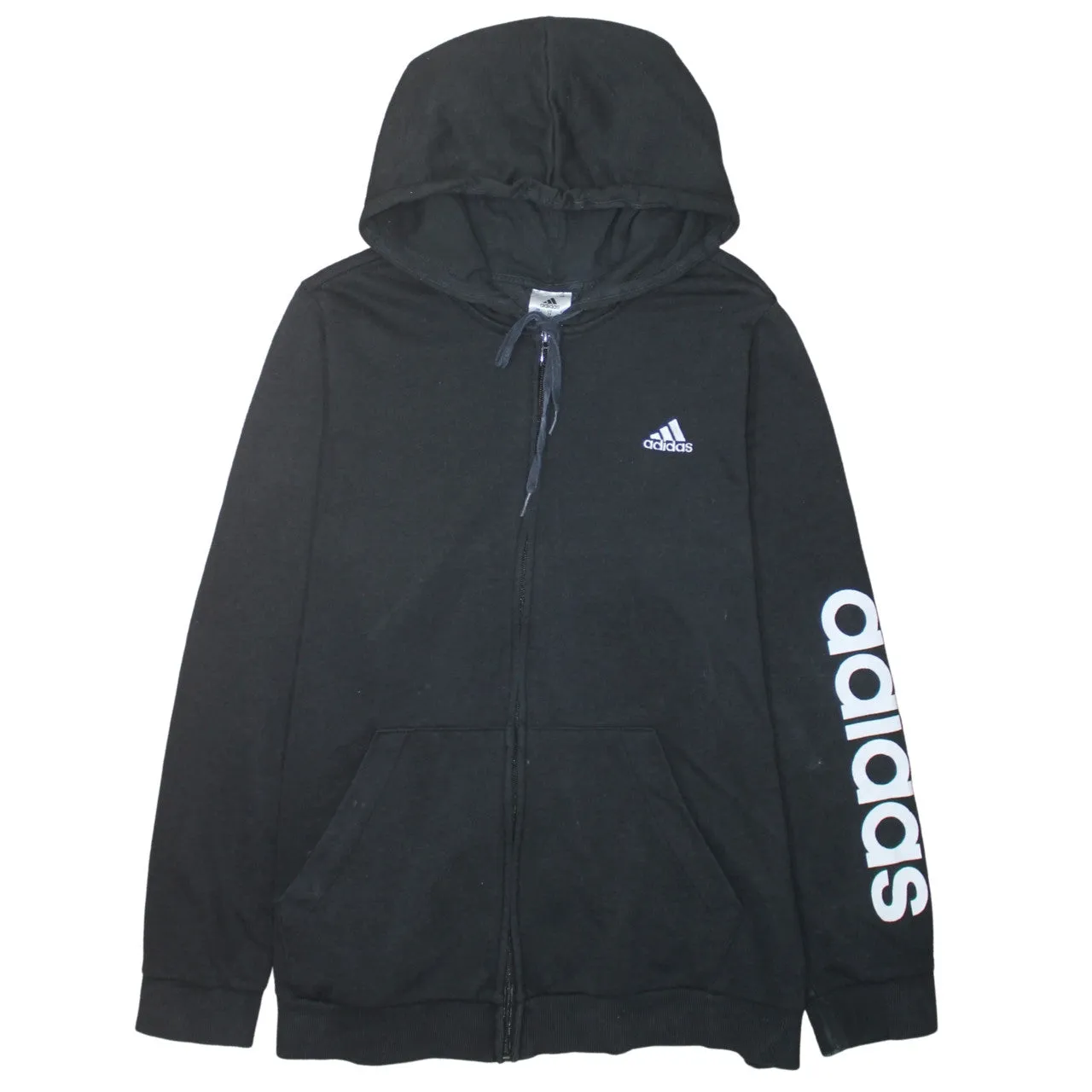 Adidas 90's Drawstring Pockets Full Zip Up Hoodie XXLarge (2XL) Black sold by Vintage Club