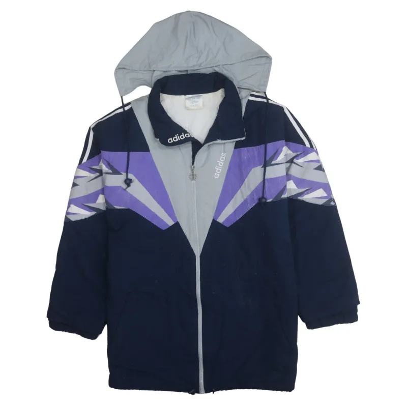 Adidas 90's Hooded Full Zip Up Windbreaker Large Grey made by Adidas