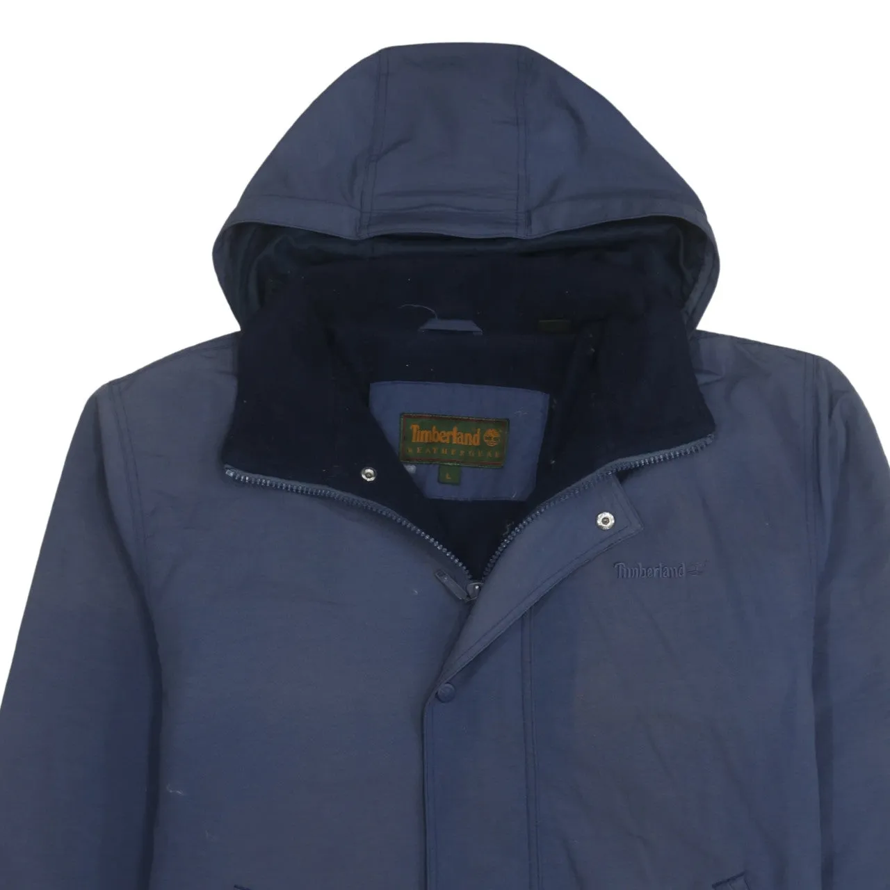 Timberland 90's Hooded Full Zip Up Windbreaker Large Navy Blue sold by Vintage Club product image thumbnail 3