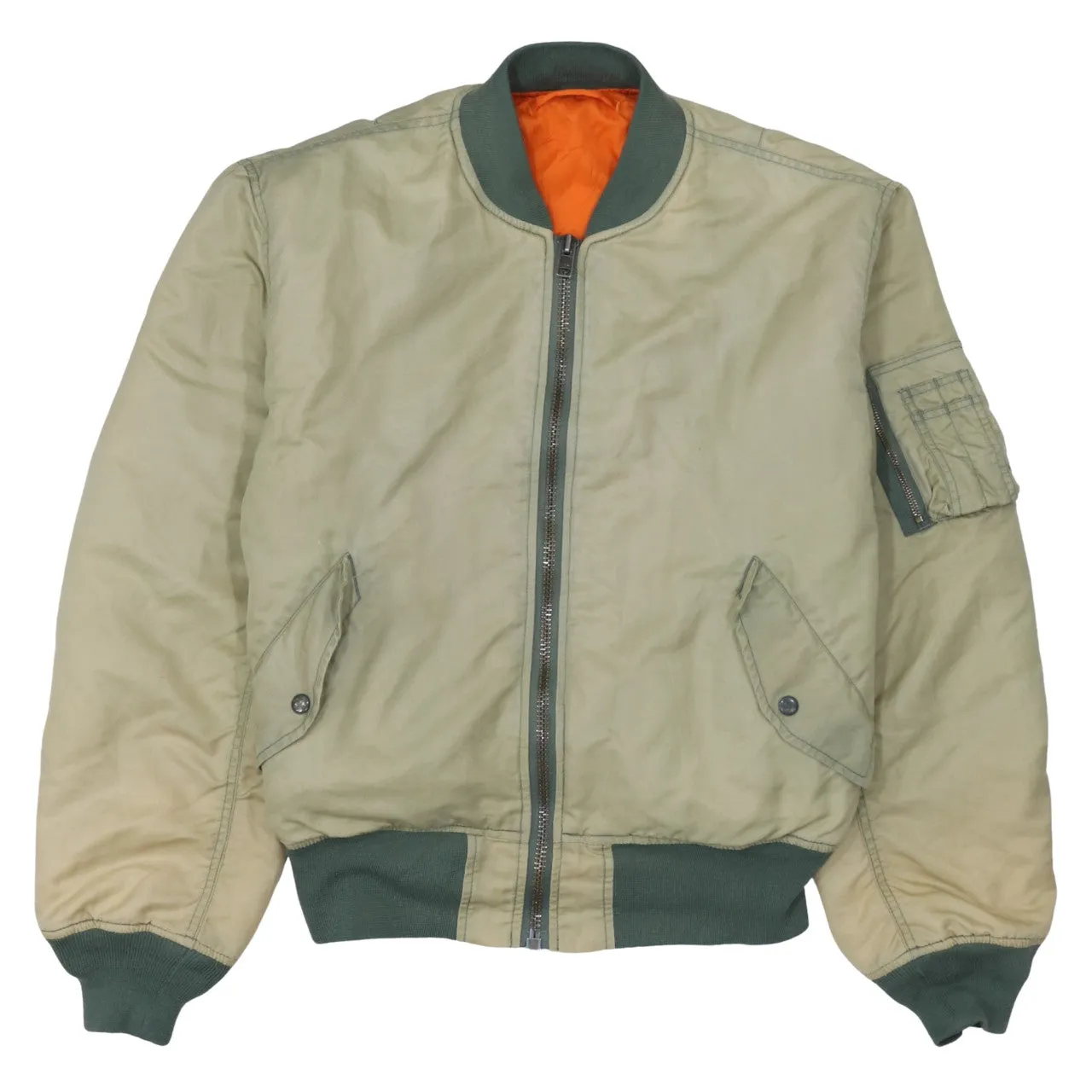Retro 90's Plain Full Zip Up Windbreaker Large Khaki Green sold by Vintage Club