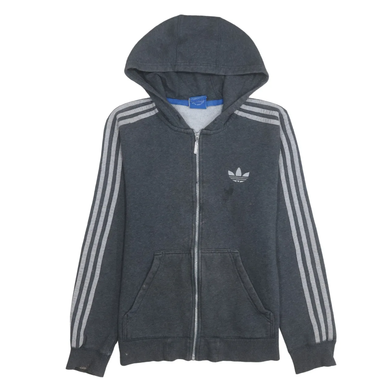 Adidas 90's Striped Sleeve Full Zip Up Hoodie XSmall Grey sold by Vintage Club