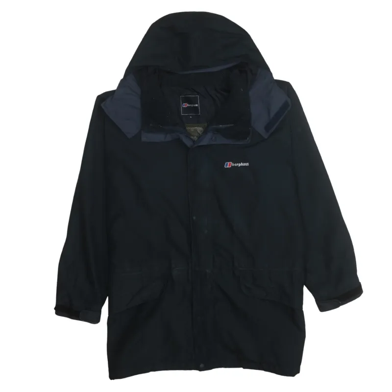Berghaus 90's Hooded Full Zip Up Windbreaker XLarge Black made by Berghaus